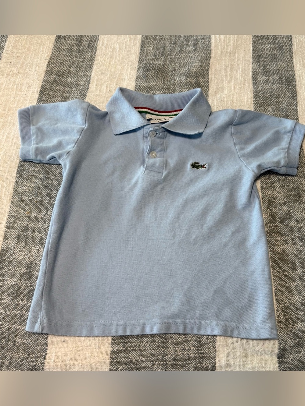 Lacoste Boys SZ 6 Light Blue Collared Short Sleeve Shirt with Alligator 🐊